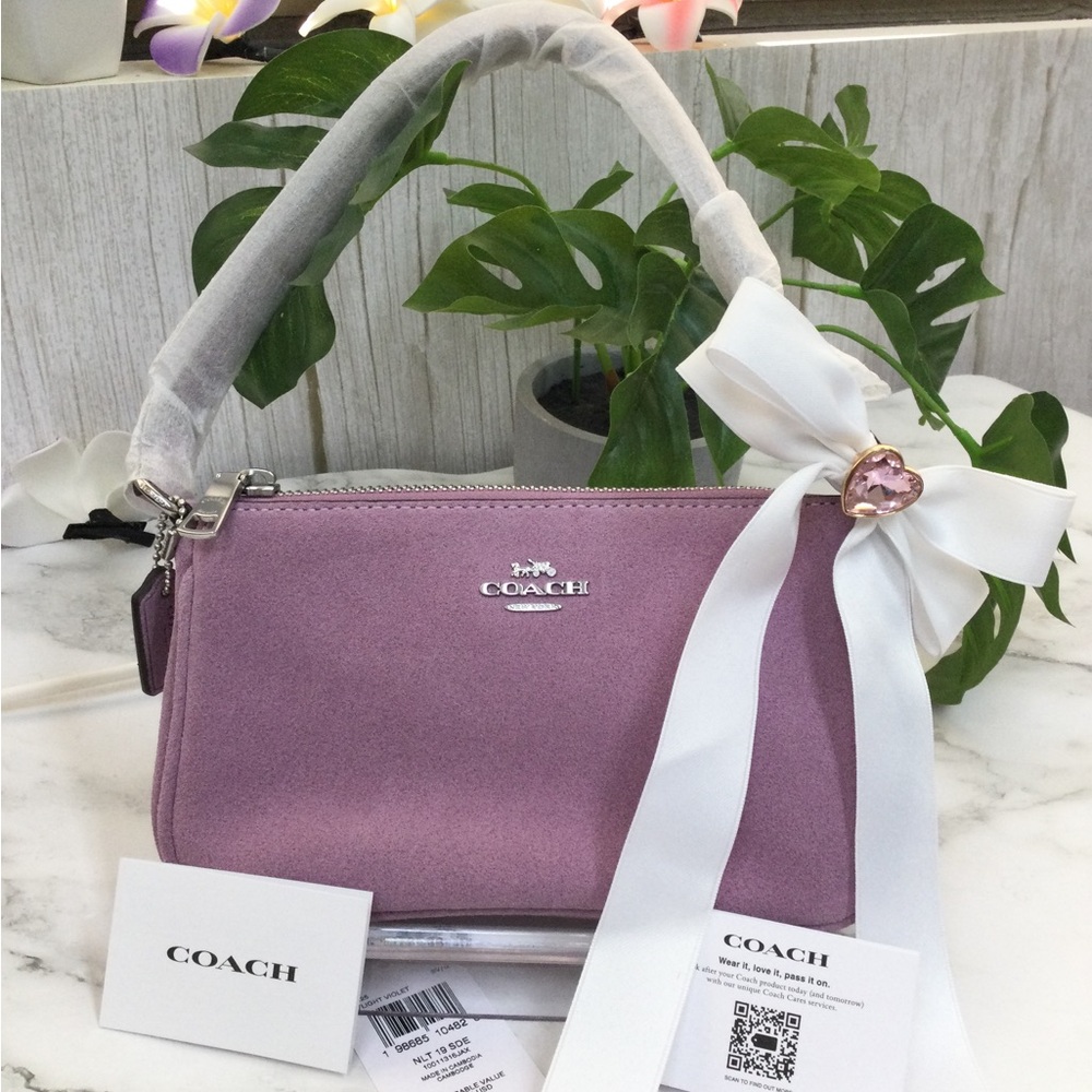 NWT Coach Women's Lilac Suede Shoulder Bag